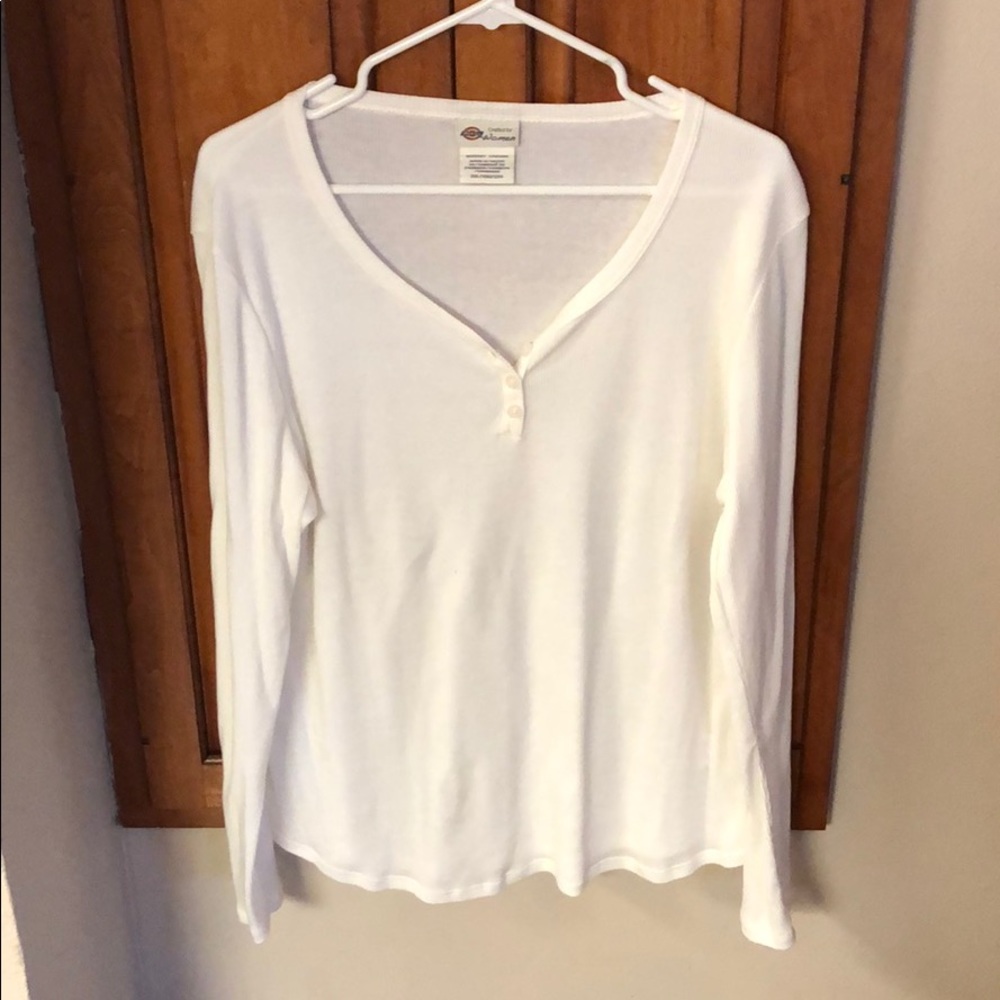 White dickies Henley long sleeve shirt